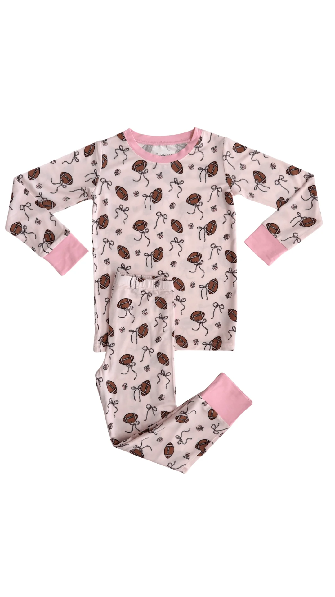 Bamboo Long Sleeve Pajama Set - Blush Football - Image 3