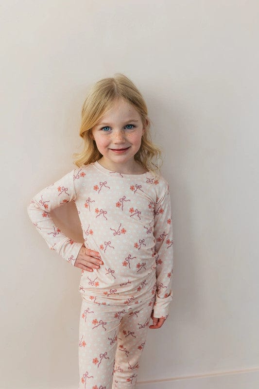 Bamboo Long Sleeve Pajama Set - Ditsy Bow - Image 3