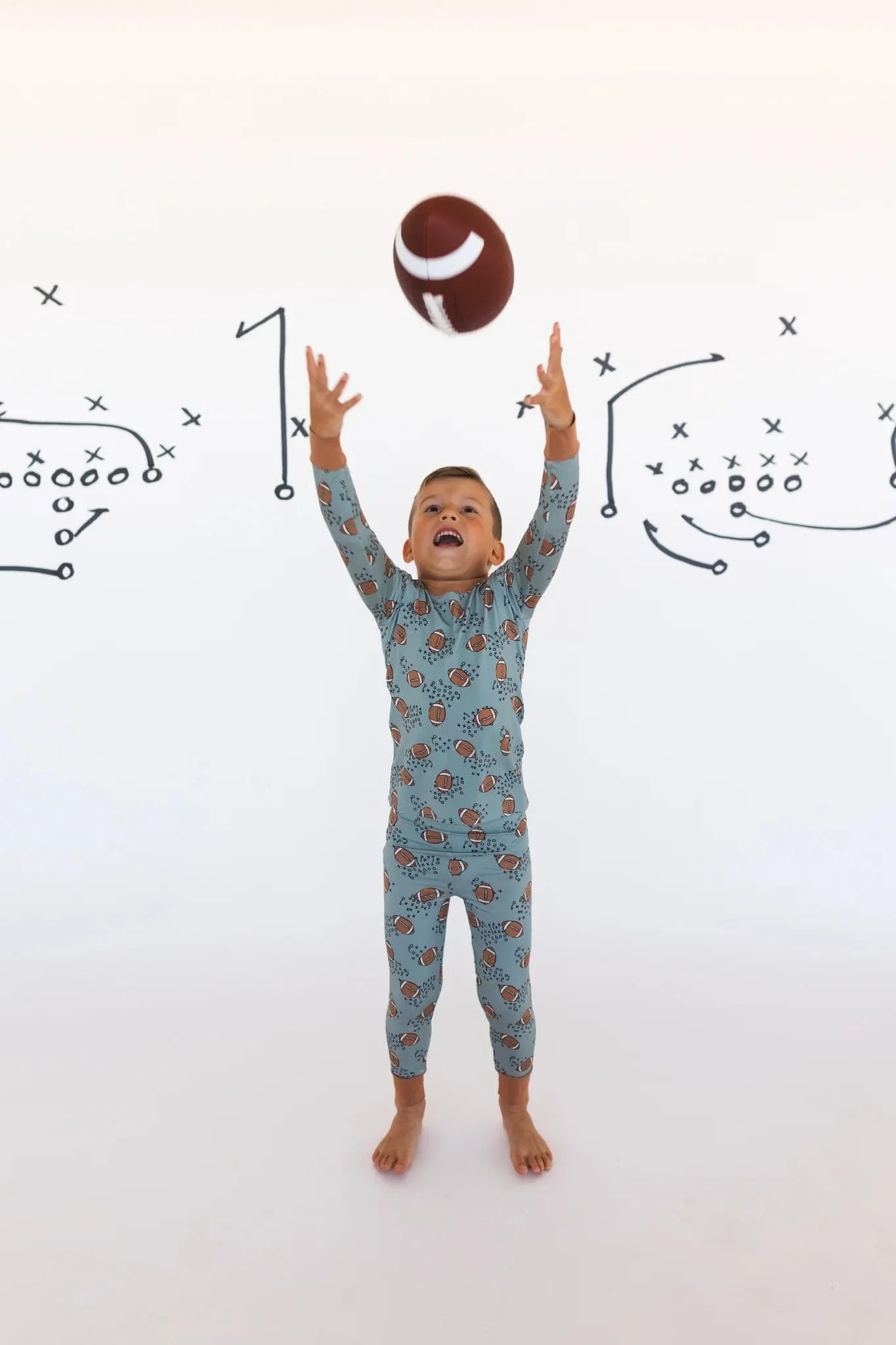 Bamboo Long Sleeve Pajama Set - Green Football - Image 2