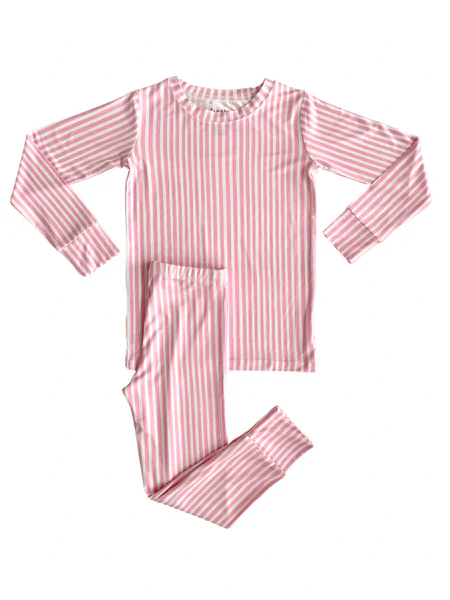 Bamboo Long Sleeve Pajama Set - Pink Stripe