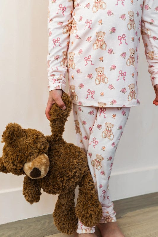 Bamboo Long Sleeve Pajama Set - Teddy Bear and Bows - Image 4
