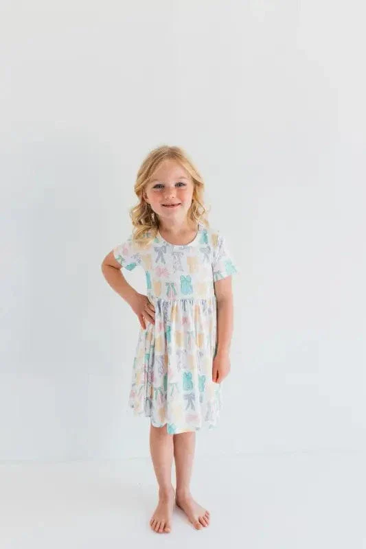 Bamboo Short Sleeve Twirl Dress - Easter Bows - Image 3