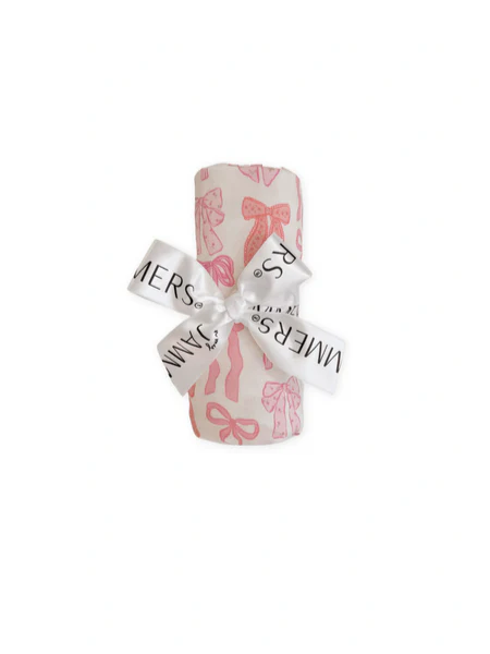 Bamboo Swaddle Blanket - Spring Floral Bows - Image 2