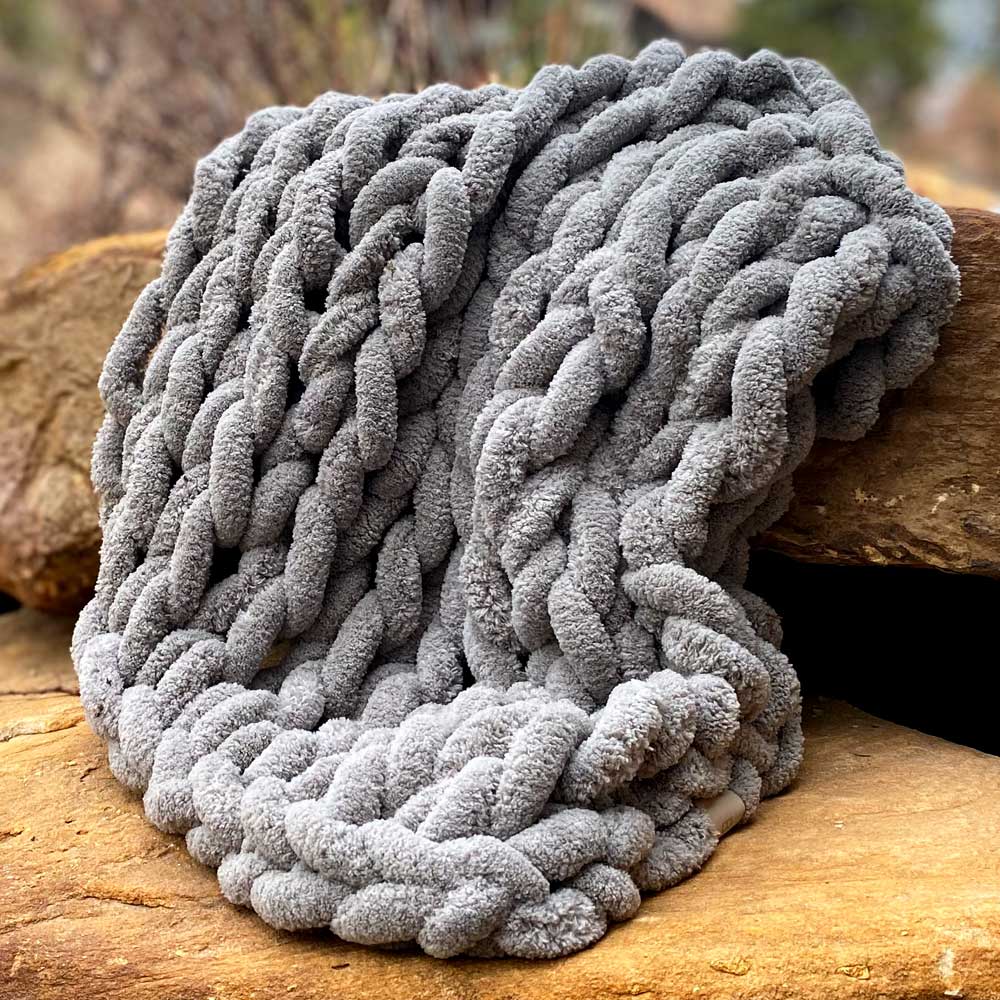 INFINITE CHUNKY KNIT BLANKET | MINKY | CUDDLE - MIST - Image 2