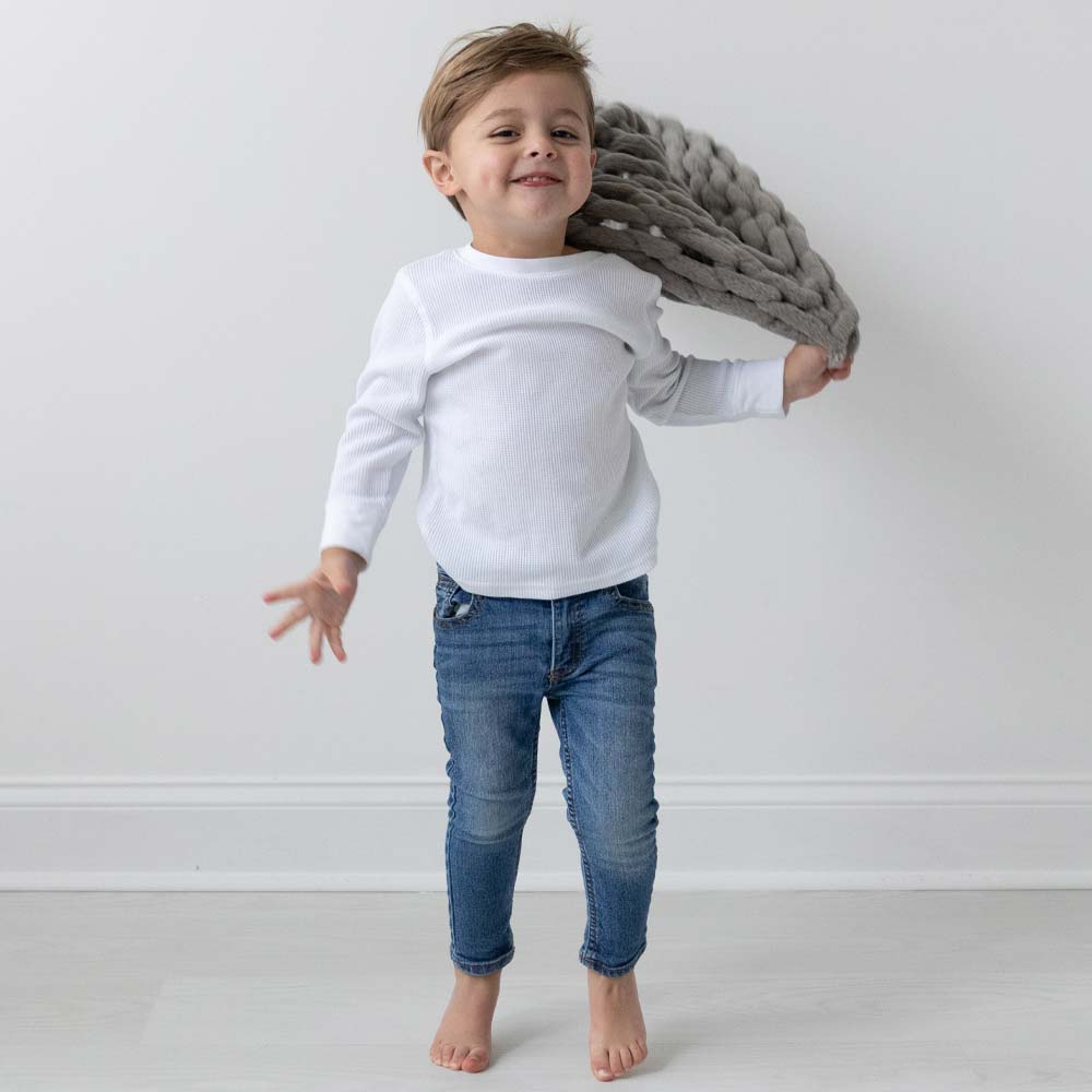 INFINITE CHUNKY KNIT BLANKET | MINKY | CUDDLE - MIST - Image 3