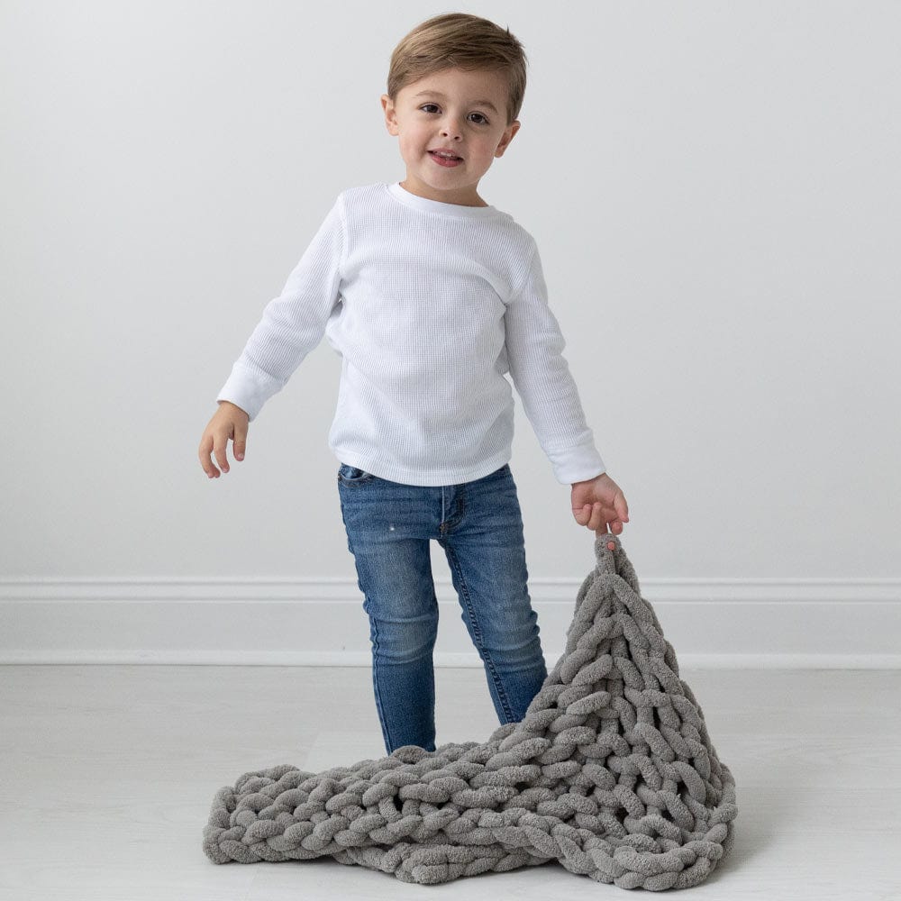 INFINITE CHUNKY KNIT BLANKET | MINKY | CUDDLE - MIST - Image 5