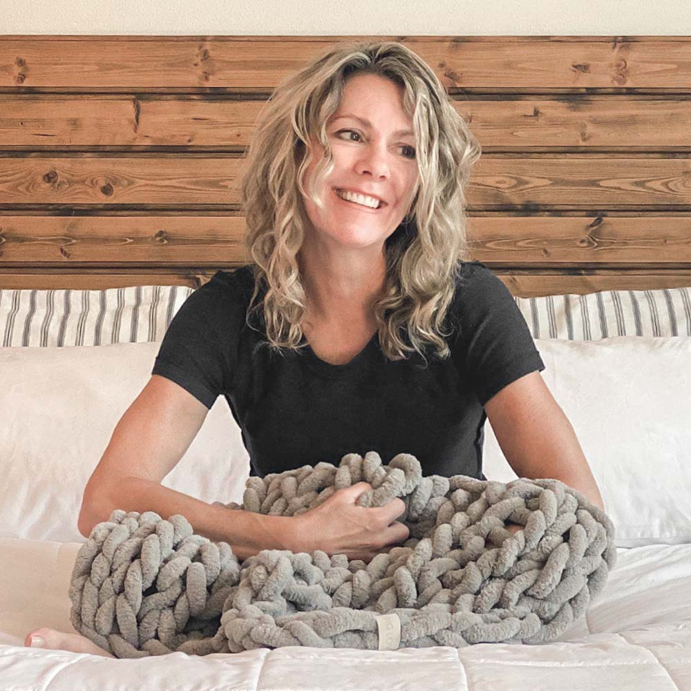 INFINITE CHUNKY KNIT BLANKET | MINKY | CUDDLE - MIST - Image 7
