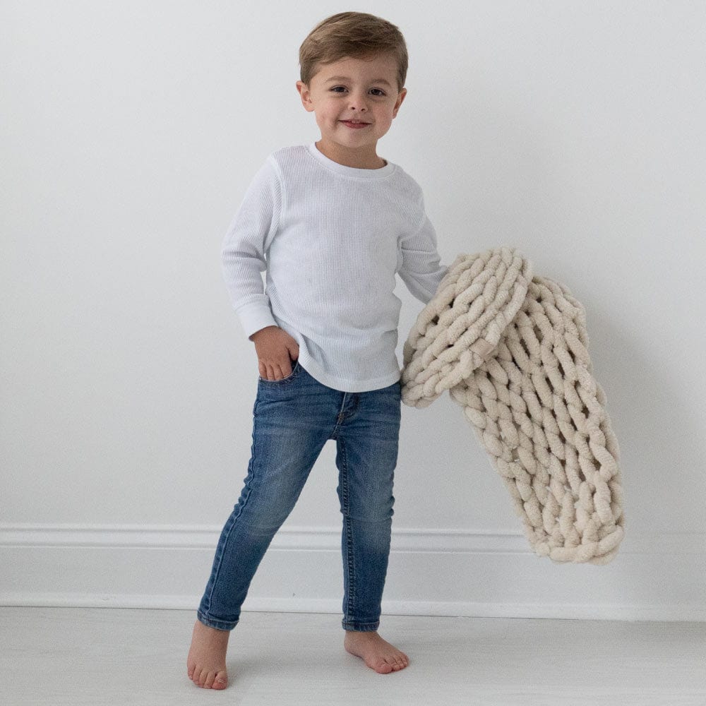 INFINITE CHUNKY KNIT BLANKET | MINKY | CUDDLE - SAND - Image 3