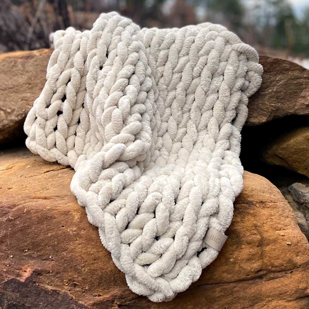 INFINITE CHUNKY KNIT BLANKET | MINKY | CUDDLE - SAND - Image 6