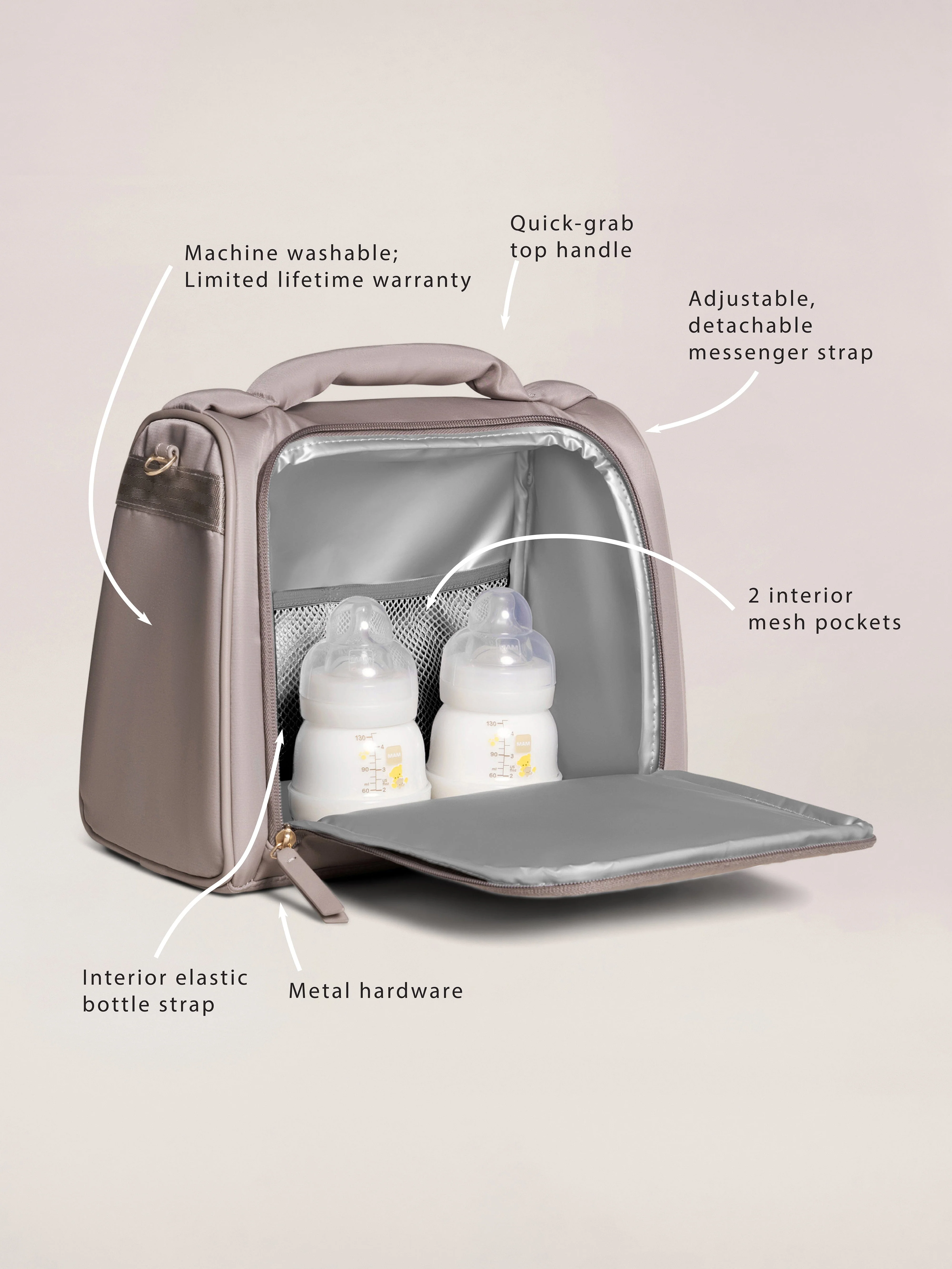 Insulated Bottle Bag - Taupe - Image 2