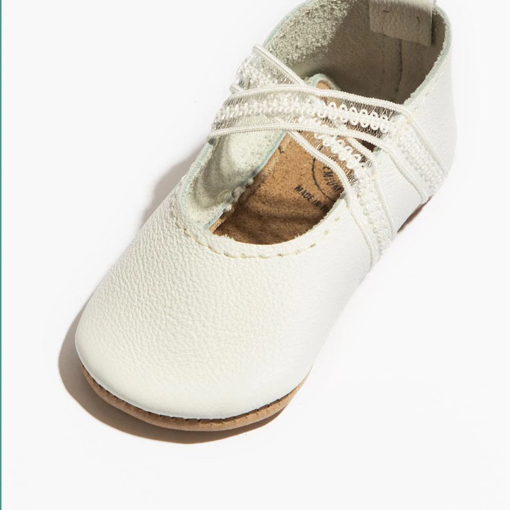 Ivory Lace Ballet Slipper Baby Shoe - Image 2
