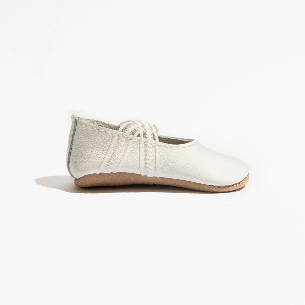 Ivory Lace Ballet Slipper Baby Shoe - Image 3