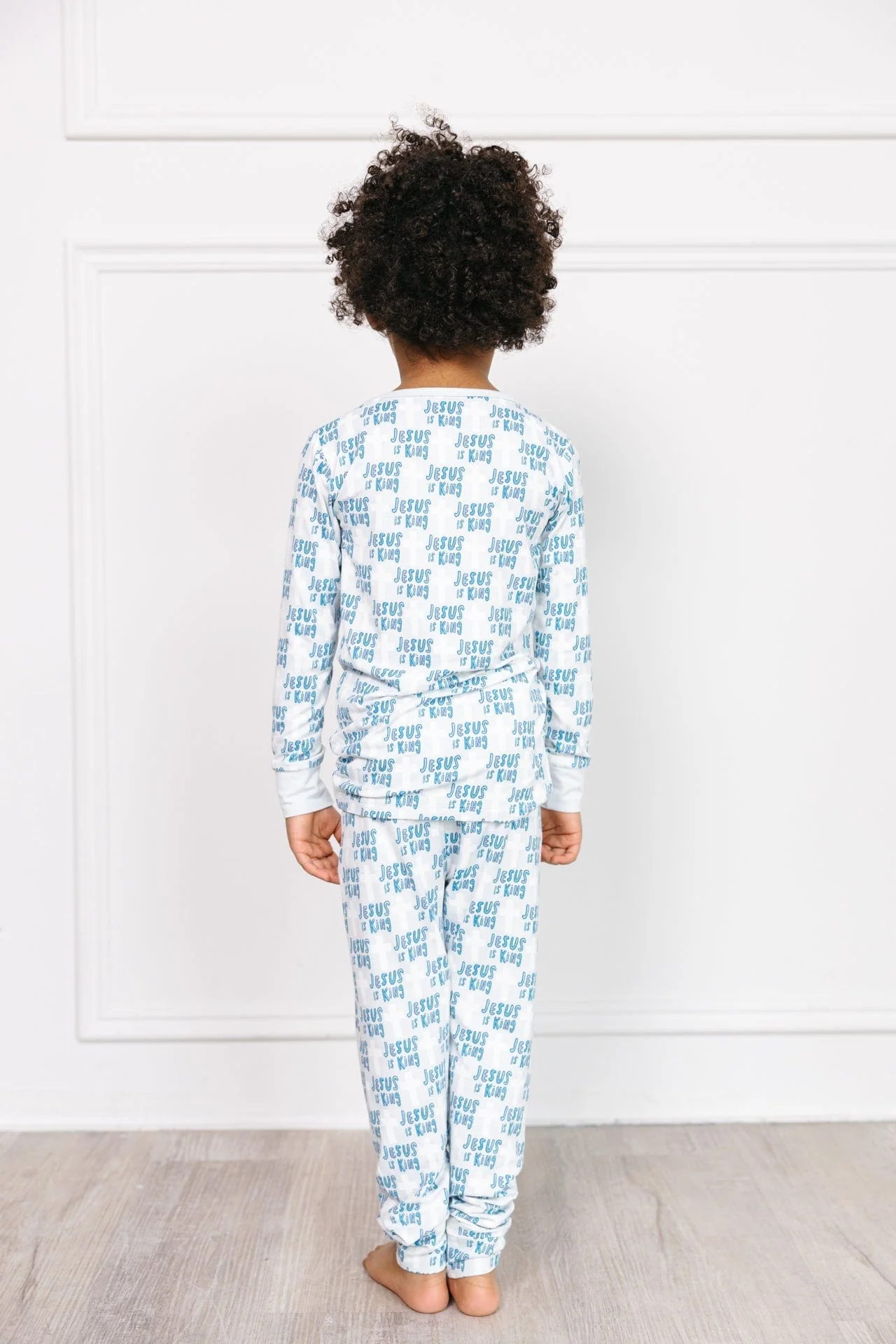 Jesus Is King Blue PJ Long Sleeve Set Bamboo - Image 2