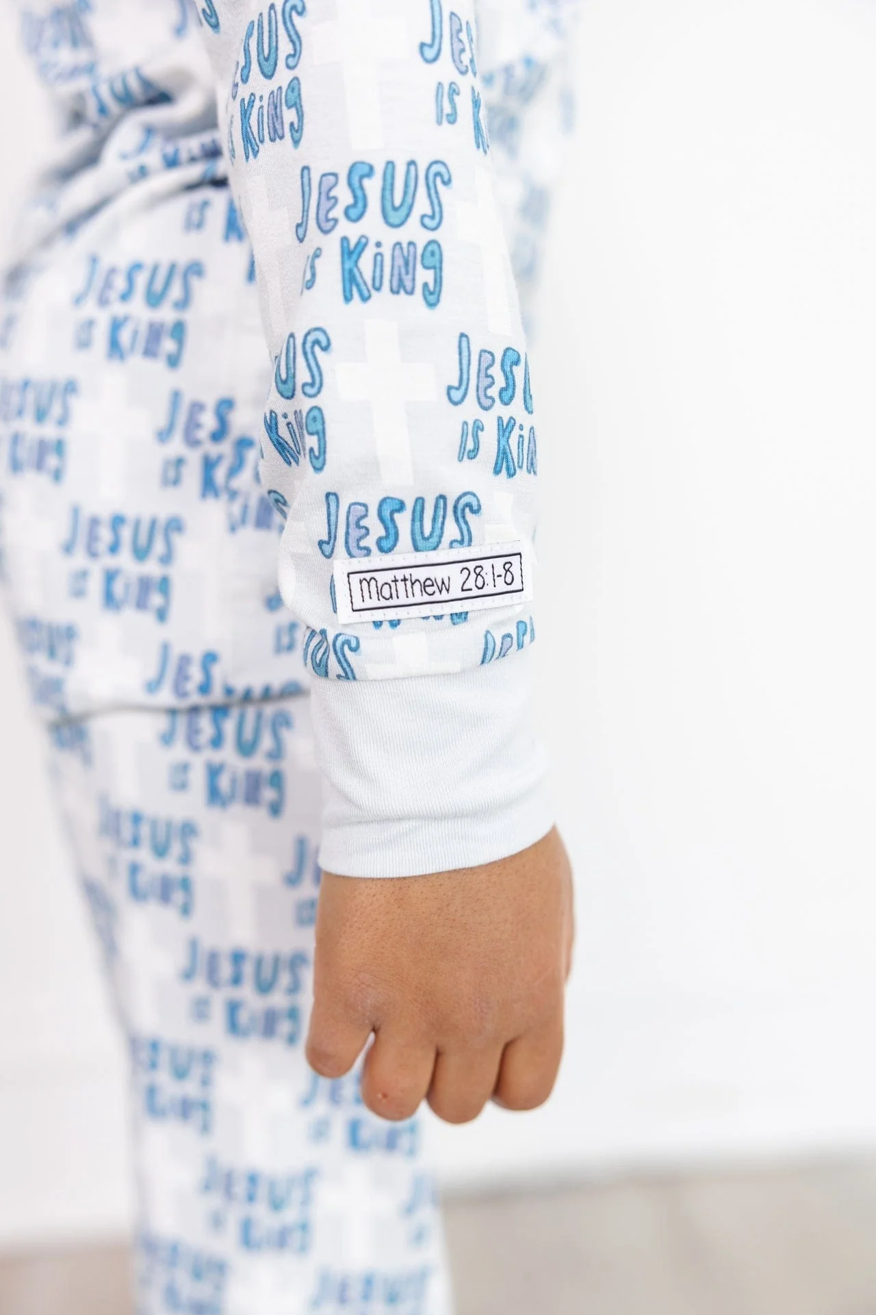 Jesus Is King Blue PJ Long Sleeve Set Bamboo - Image 3