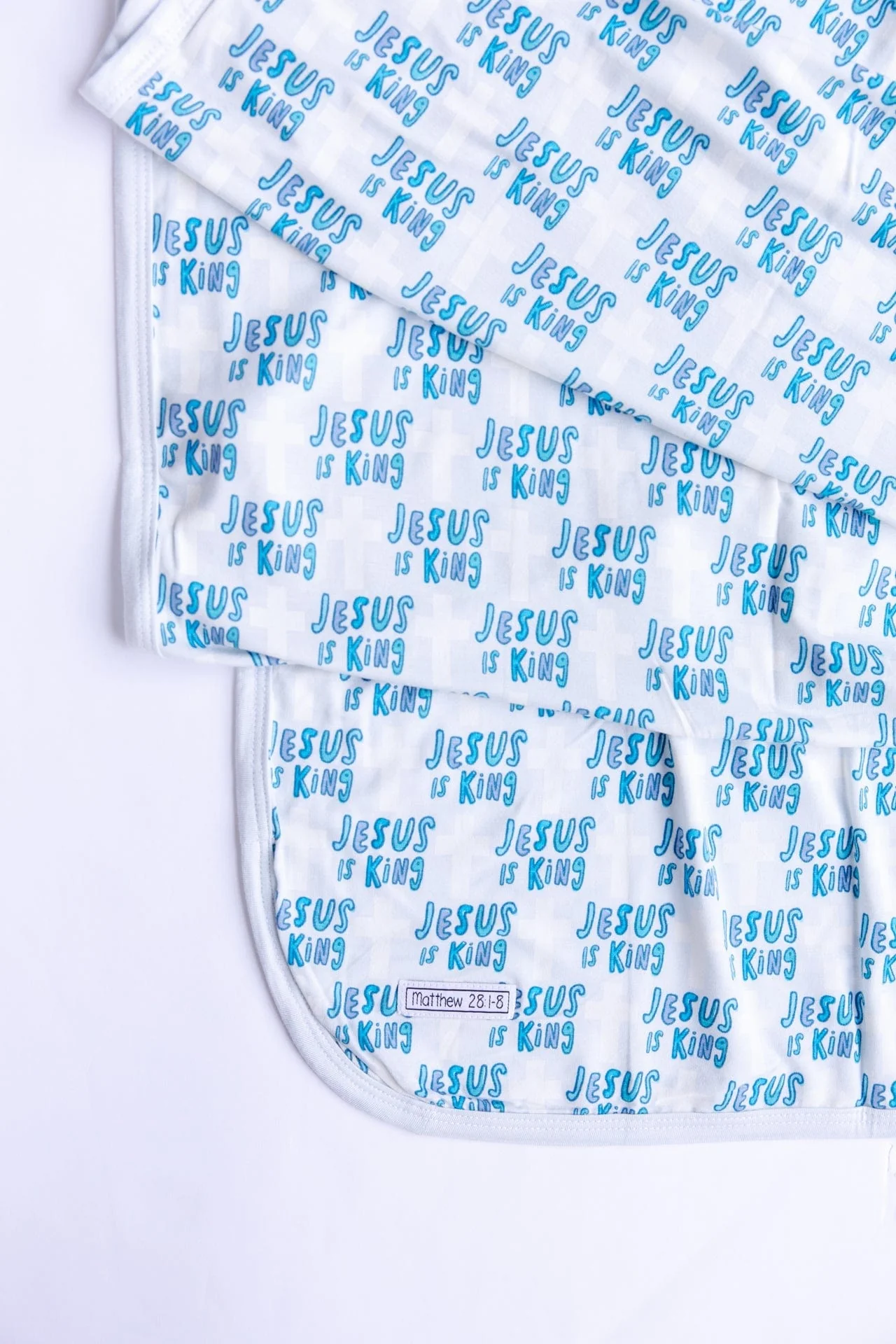 Jesus Is King Blue Swaddle Bamboo - Image 2