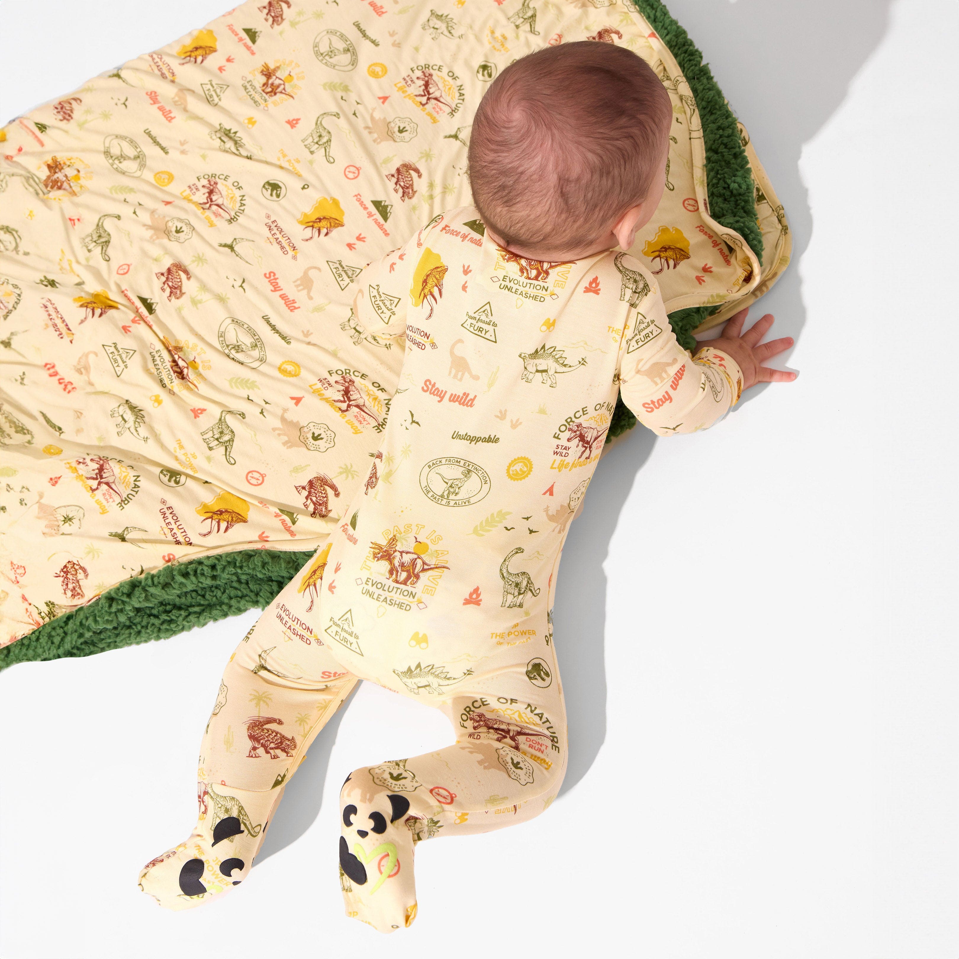 Bamboo Convertible Footie Romper - Jurassic Park Beige - Image 5