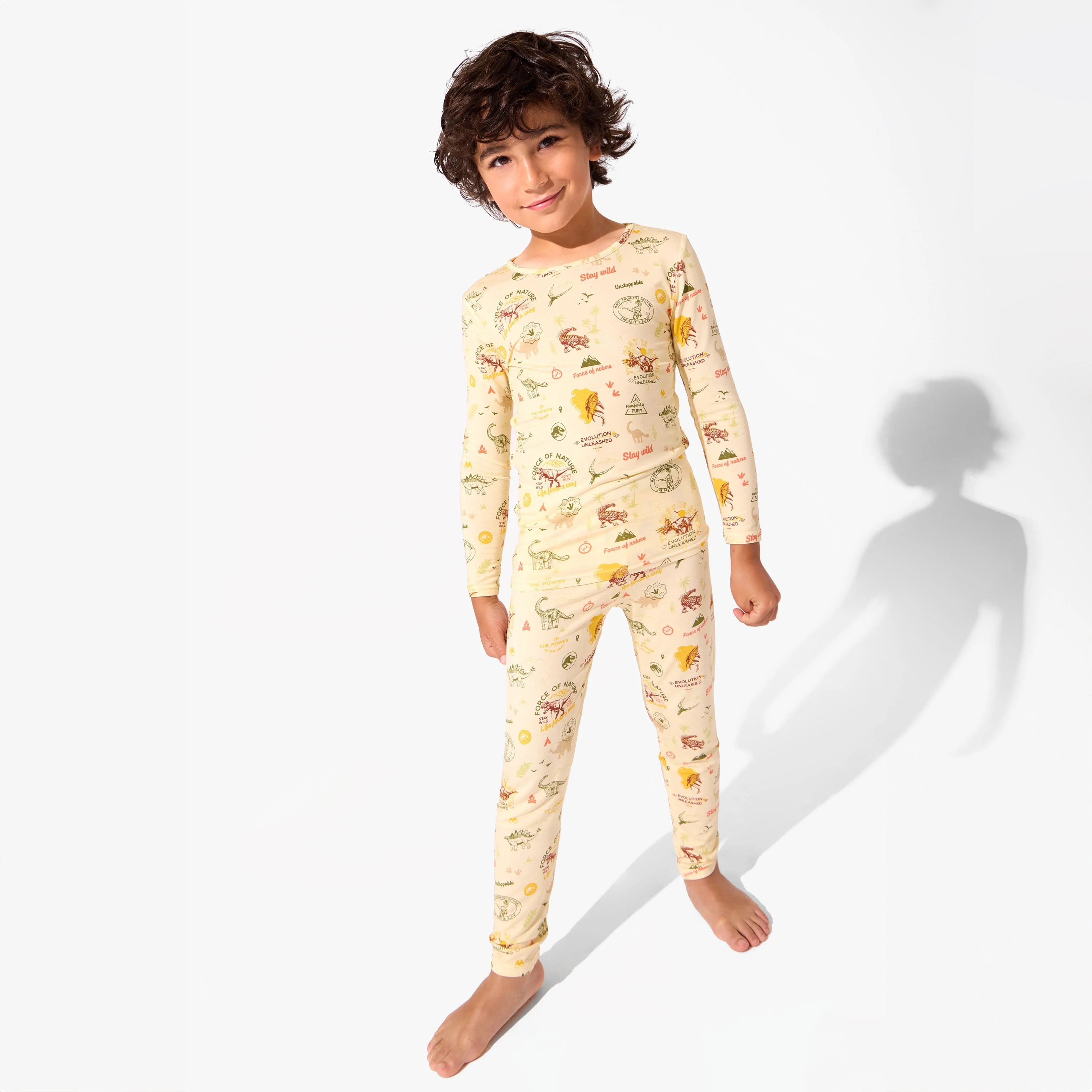 Bamboo Long Sleeve Pajama Set - Jurassic Park Beige - Image 4