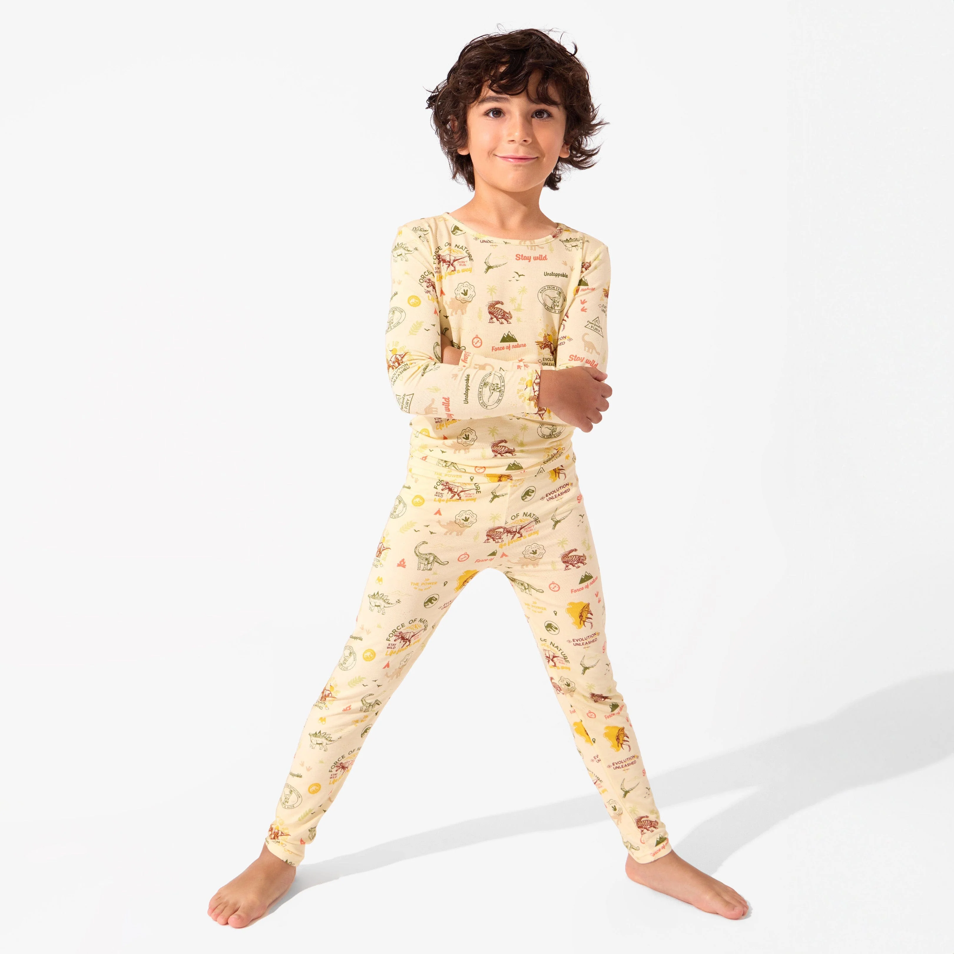 Bamboo Long Sleeve Pajama Set - Jurassic Park Beige - Image 5