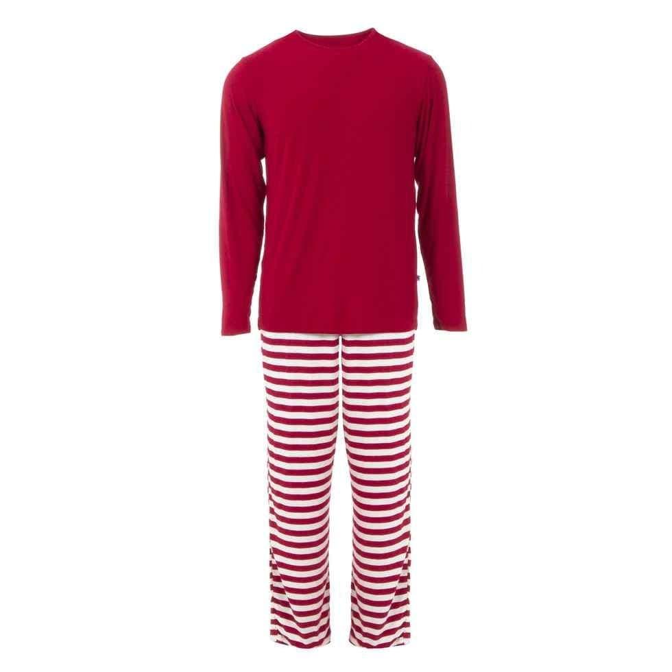 KicKee Men's Print Bamboo Long Sleeve Pajama Set - Candy Cane Stripe 2019 - Image 2
