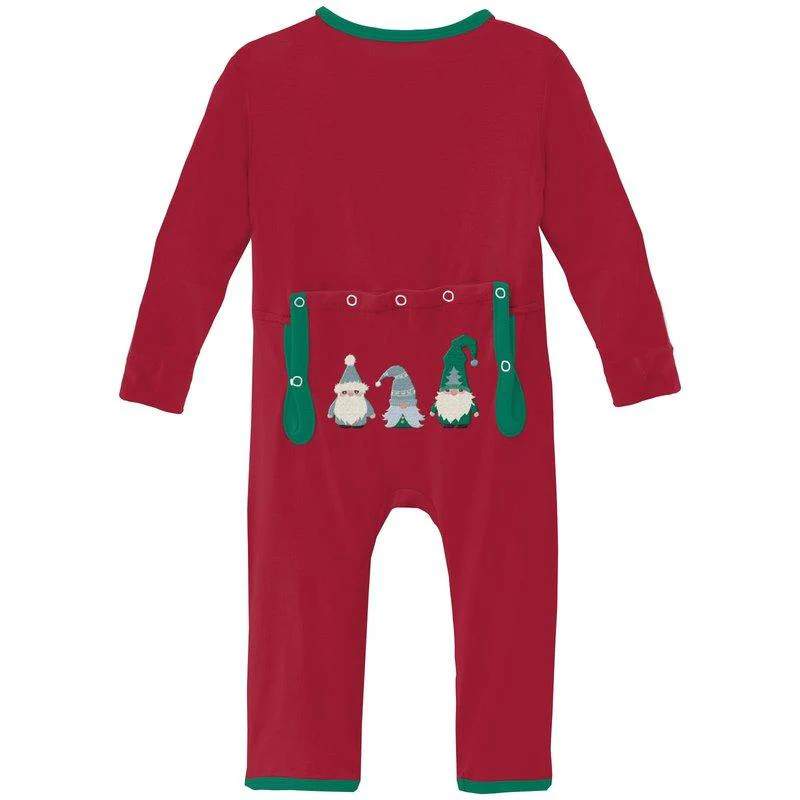 Bamboo Applique Coverall with 2-Way Zipper - Crimson Gnomes - Image 2