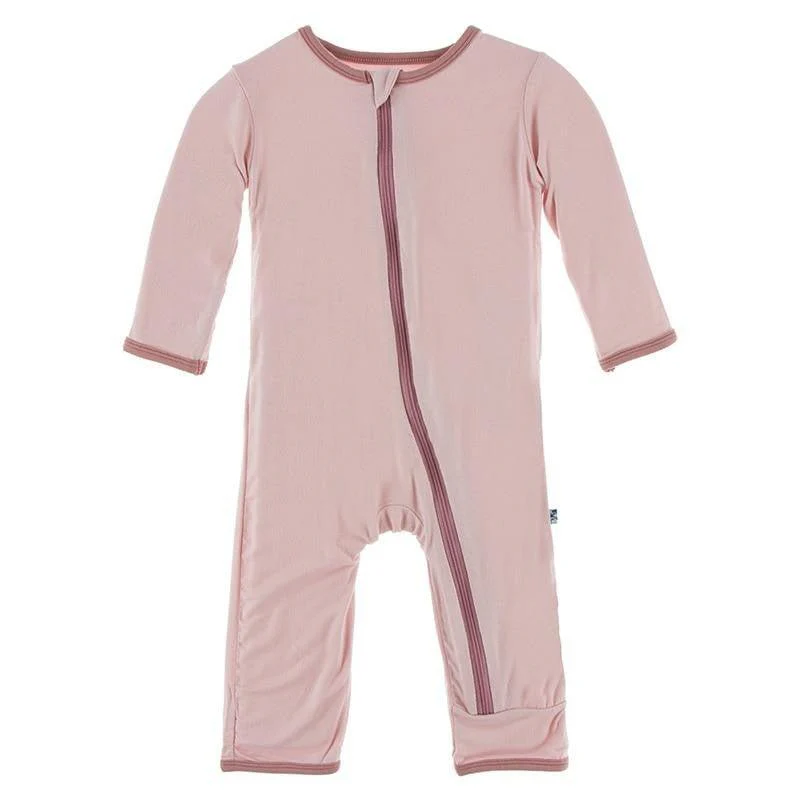 Bamboo Applique Coverall with Zipper - Baby Rose Ballet - Image 2