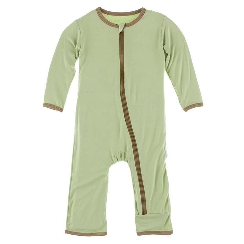 Bamboo Applique Coverall with Zipper - Field Green Football - Image 2