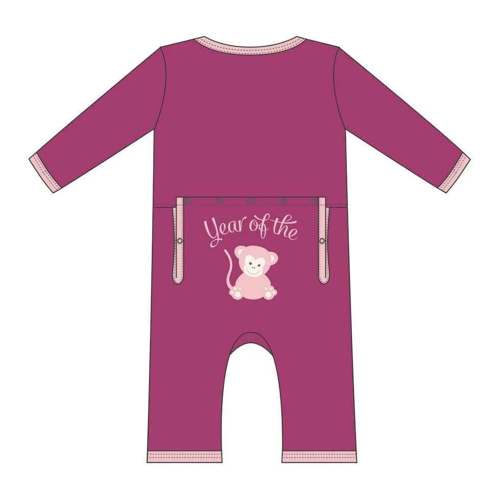Bamboo Applique Coverall - Year of the Monkey (Girl) - Image 3