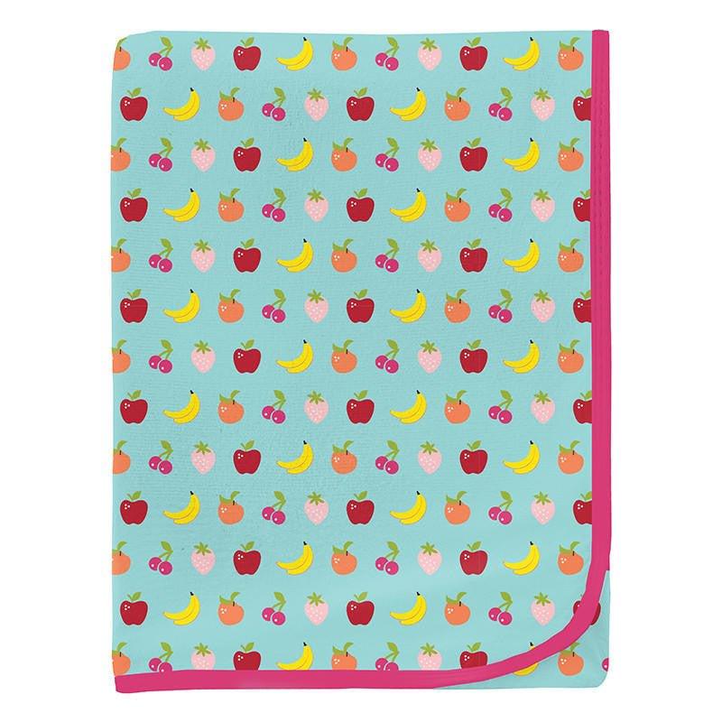 Baby Girls Print Bamboo Swaddling Blanket - Summer Sky Mini Fruit