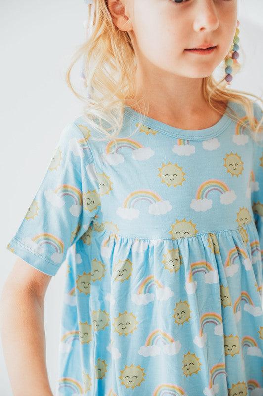 Bamboo Classic Short Sleeve Swing Dress - Sunshine and Rainbows - Image 2