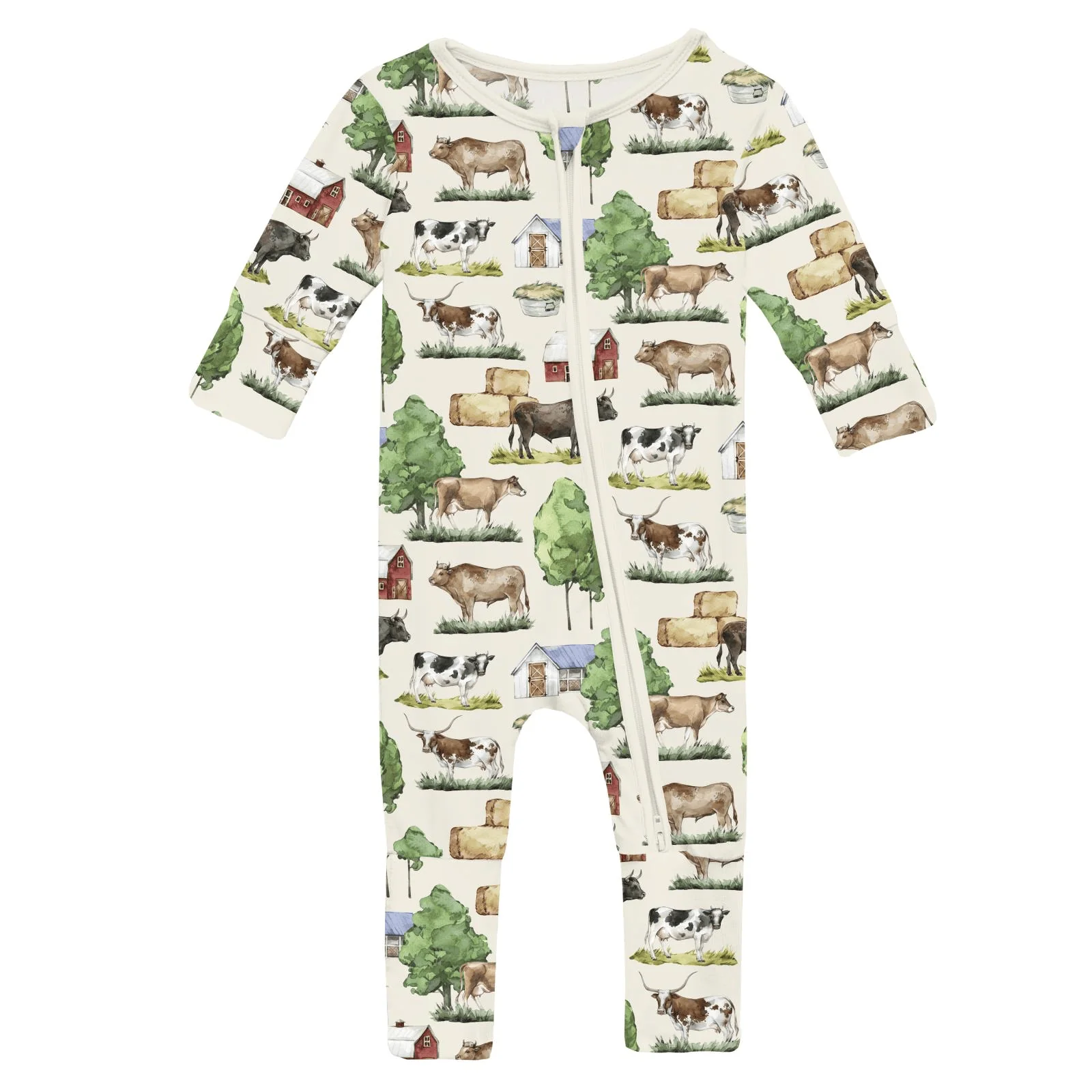 Bamboo Convertible Coverall - Natural Grazing Cows