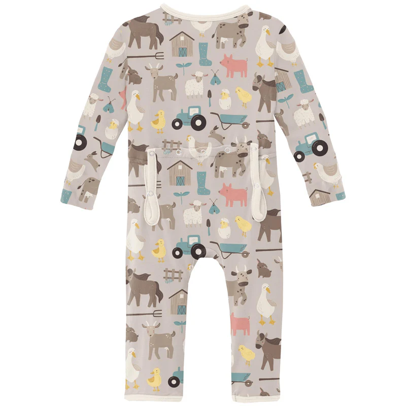 Bamboo Coverall with 2-Way Zipper - Latte Morning on the Farm - Image 2