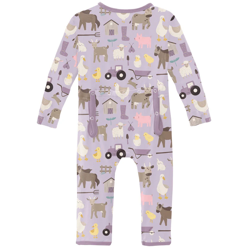 Bamboo Coverall with 2-Way Zipper - Thistle Morning on the Farm - Image 2
