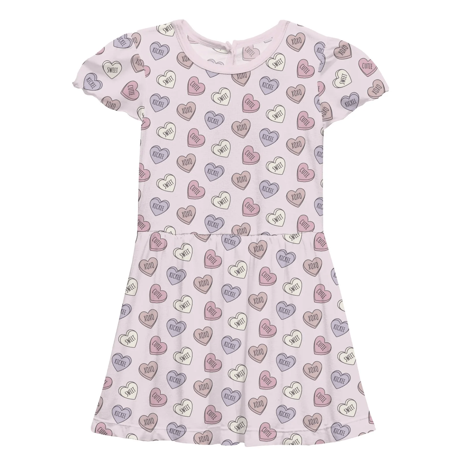 Bamboo Flutter Sleeve Twirl Dress with Pockets - Candy Hearts - Image 3