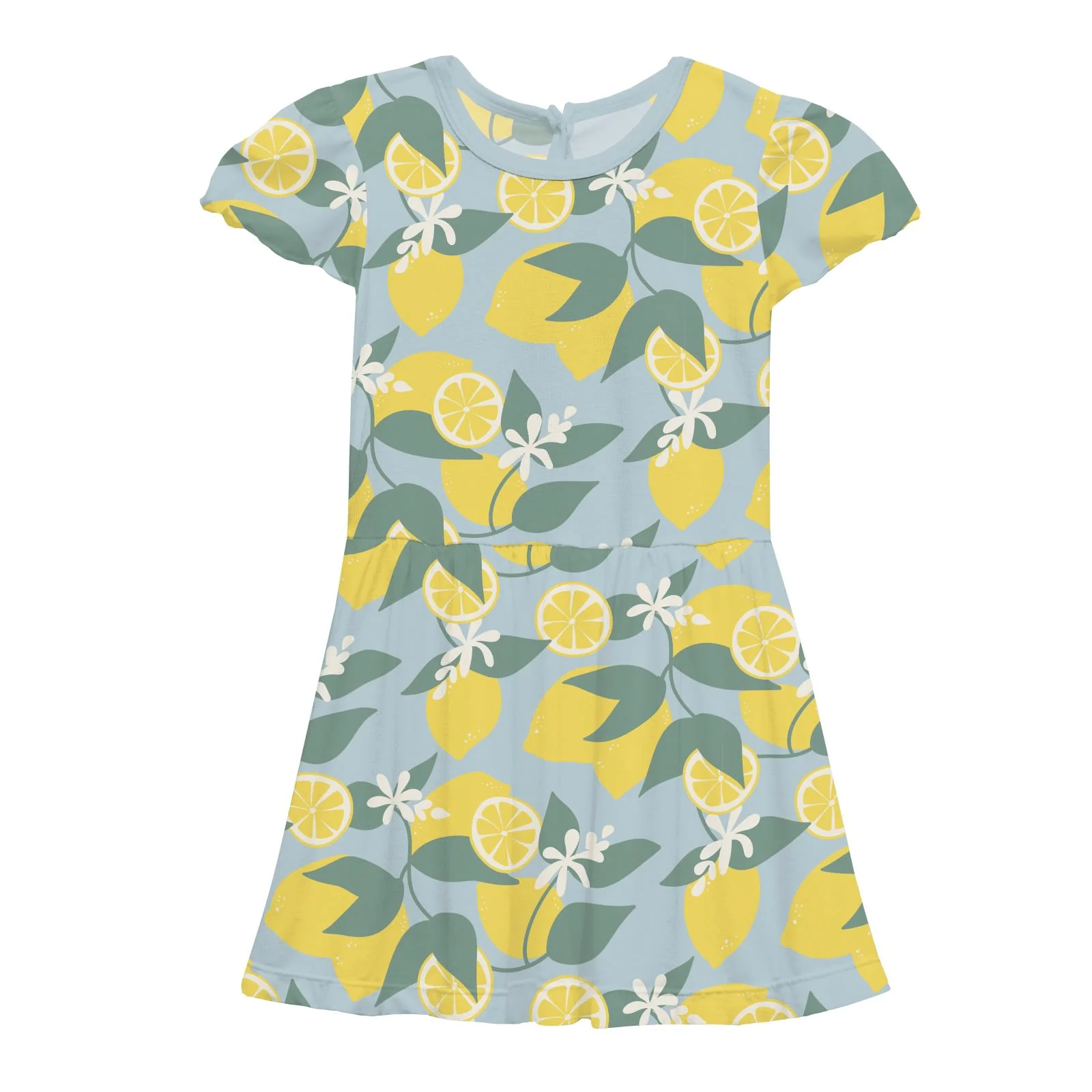 Bamboo Flutter Sleeve Twirl Dress with Pockets - Spring Sky Lemonade - Image 6