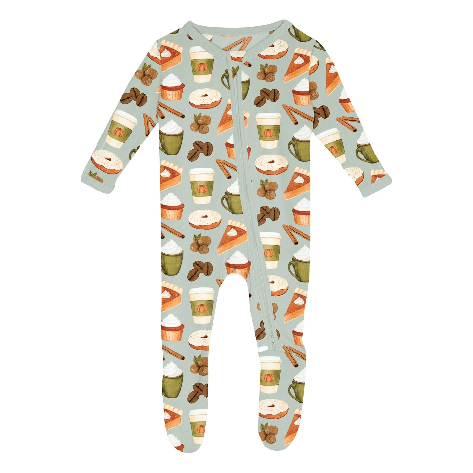 Bamboo Footie with 2-Way Zipper - Aloe Pumpkin Spice - Image 2