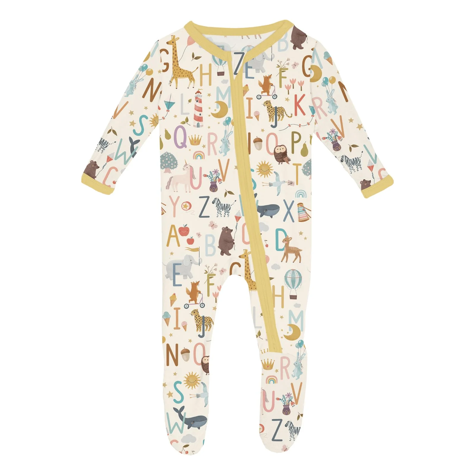 Bamboo Footie with 2-Way Zipper - Animal Alphabet - Image 3