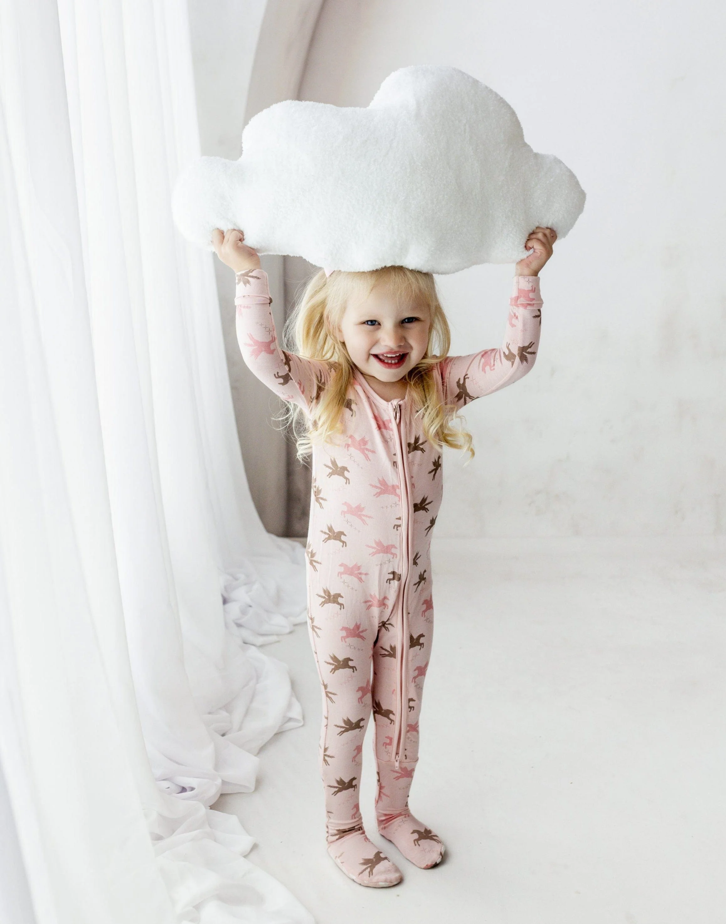 Bamboo Footie with 2-Way Zipper - Baby Rose Pegasus - Image 2