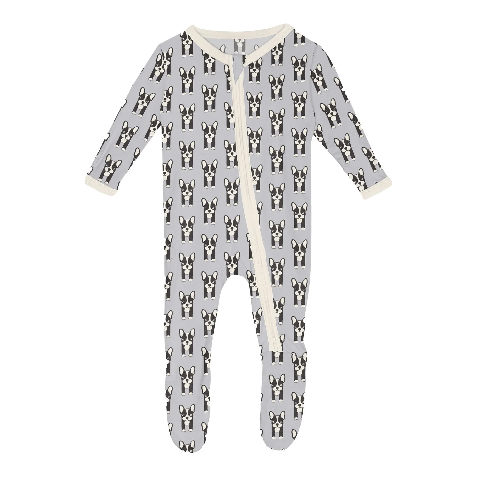 Bamboo Footie with 2-Way Zipper - Dove Bulldogs - Image 3