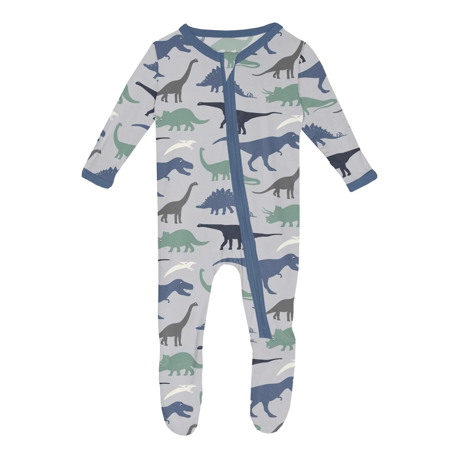 Bamboo Footie with 2-Way Zipper - Dove Dino Museum