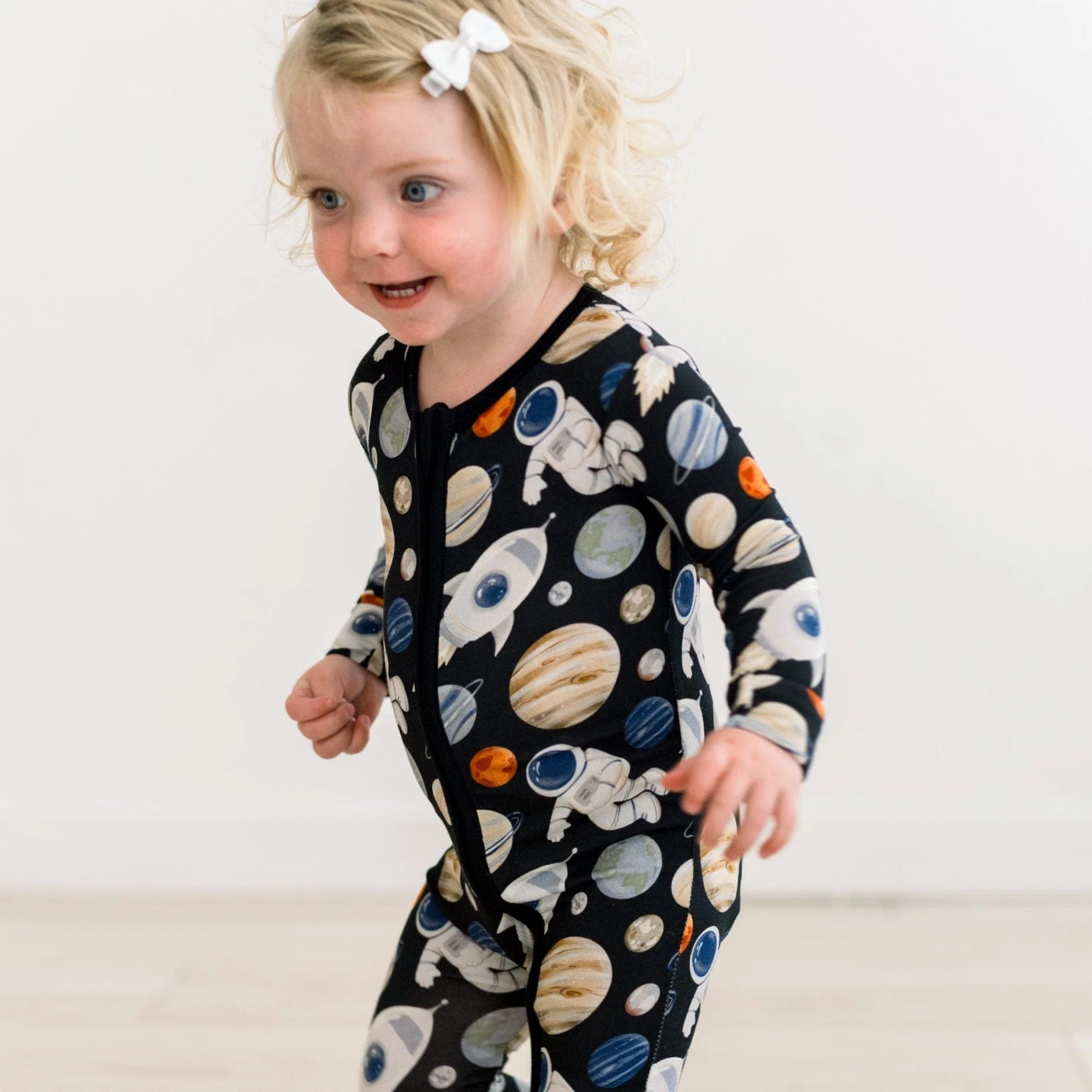 Bamboo Footie with 2-Way Zipper - Midnight Space Dream - Image 2