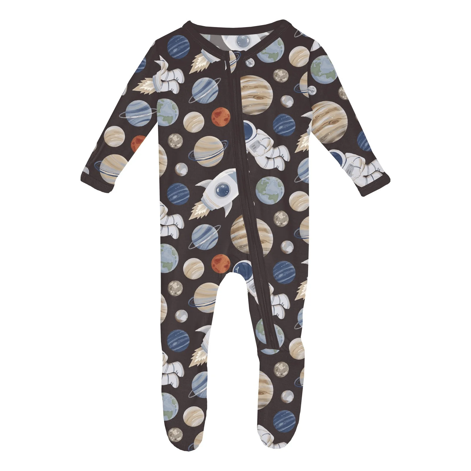 Bamboo Footie with 2-Way Zipper - Midnight Space Dream - Image 3