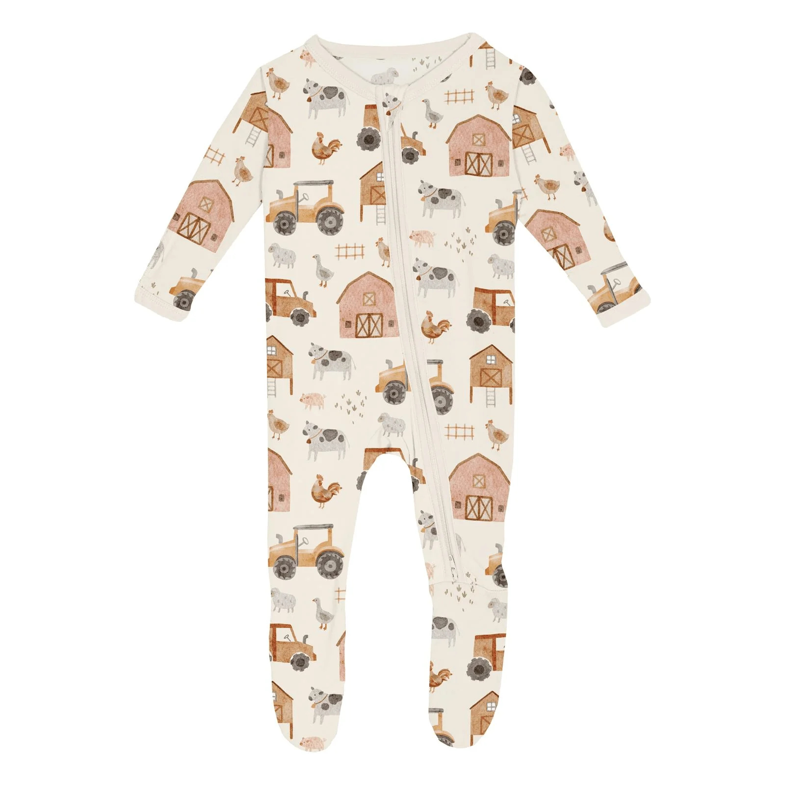 Bamboo Footie with 2-Way Zipper - Natural Farm Life - Image 2