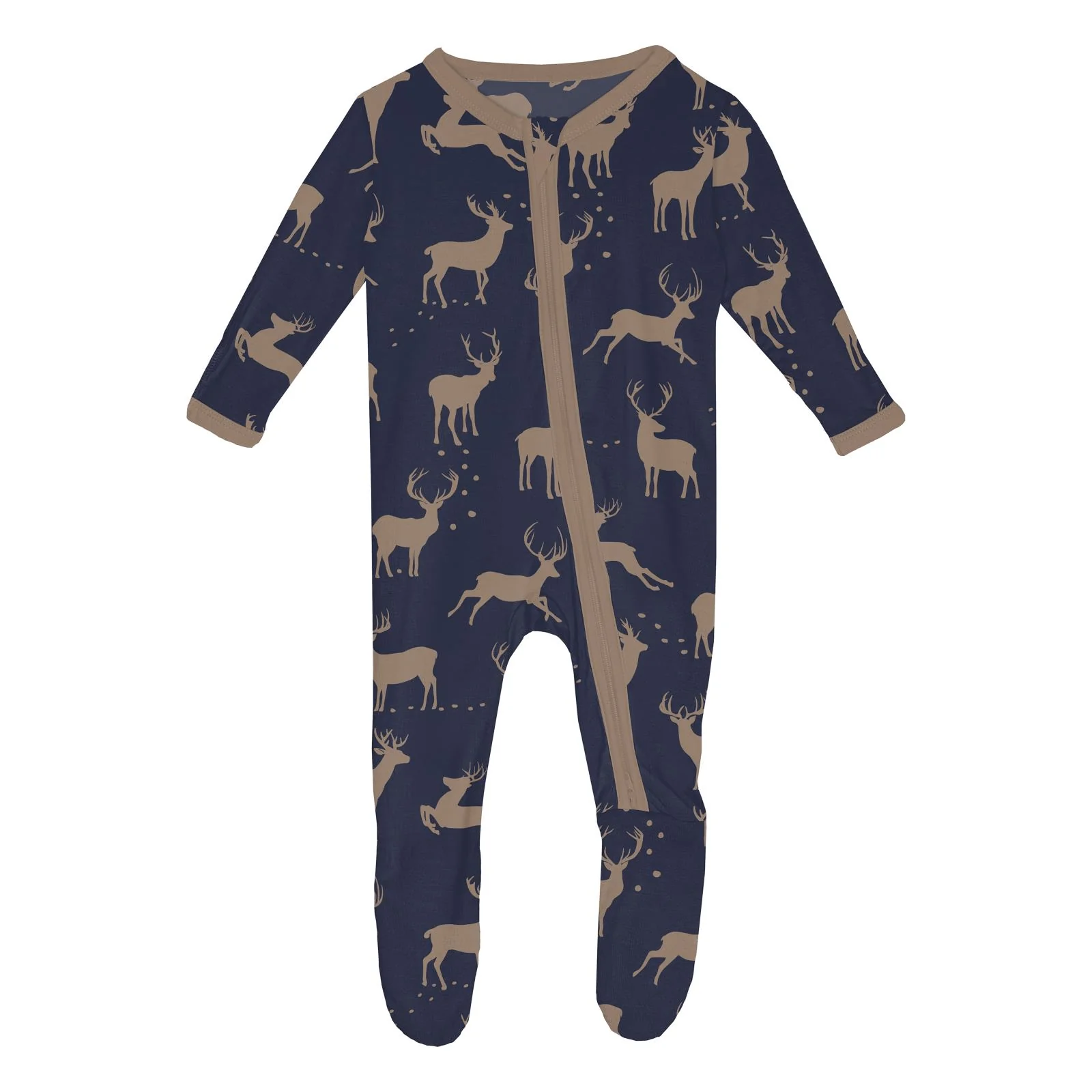 Bamboo Footie with 2-Way Zipper - Peacoat Elk - Image 2