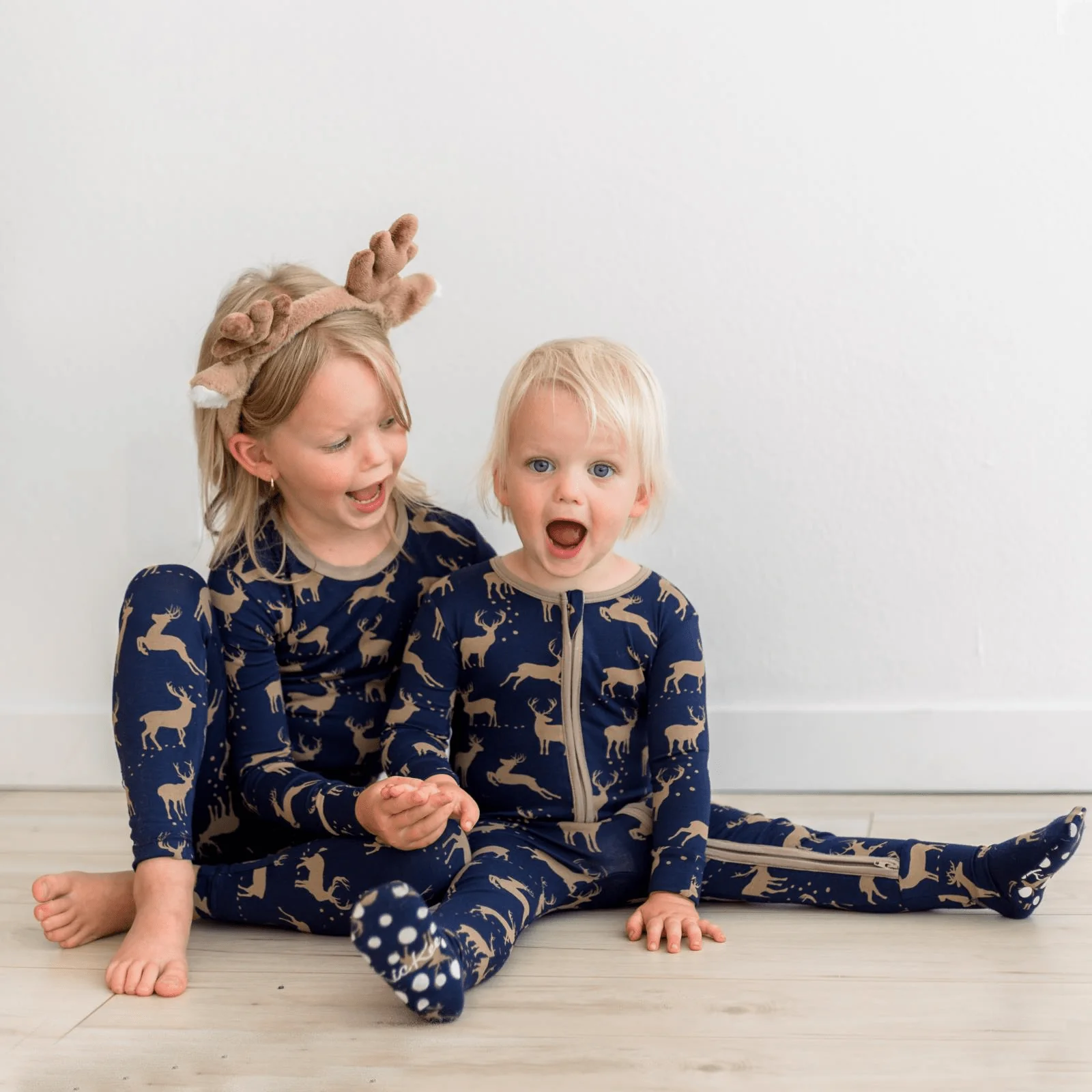 Bamboo Footie with 2-Way Zipper - Peacoat Elk - Image 3