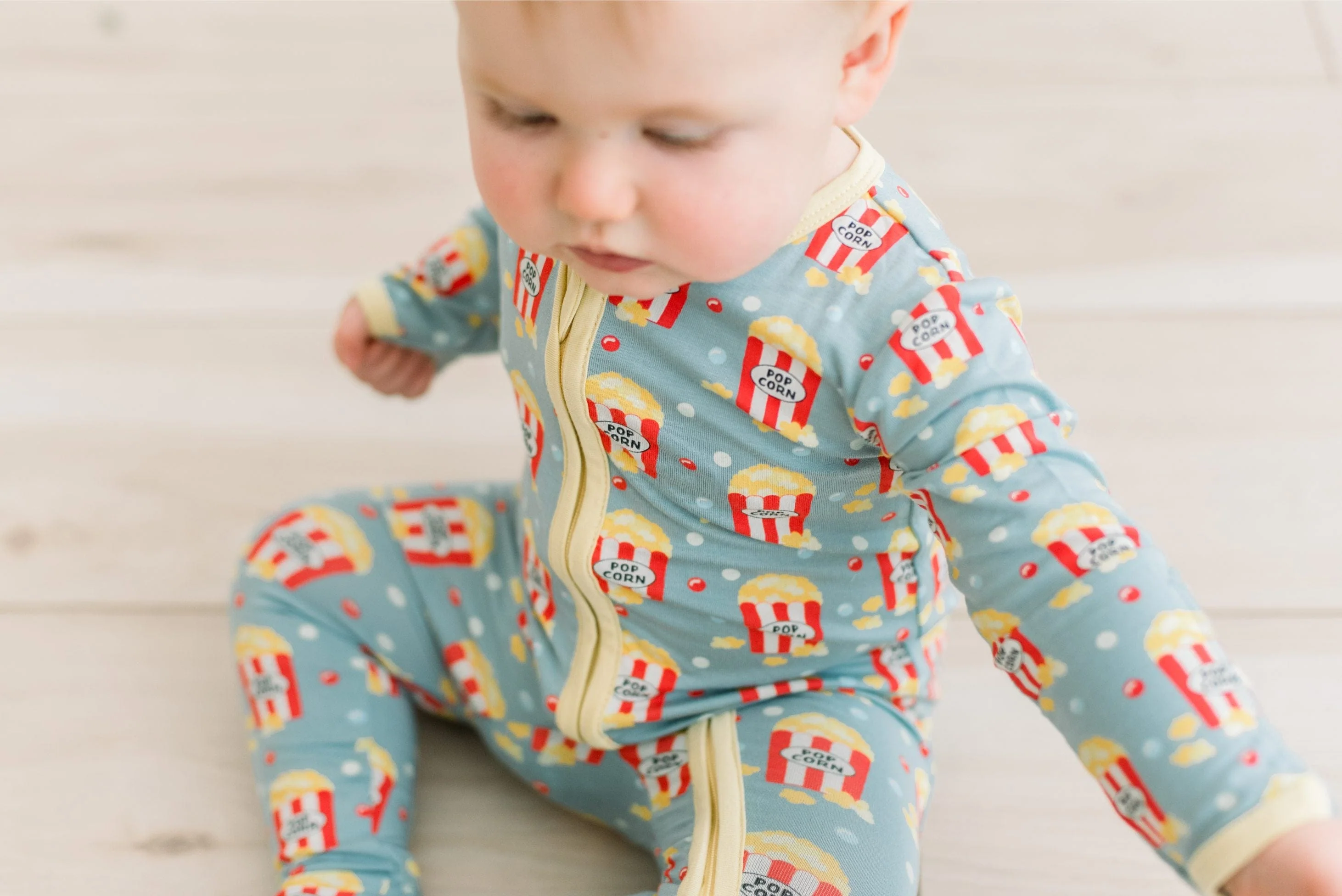 Bamboo Footie with 2-Way Zipper - Stormy Sea Movie Night - Image 2