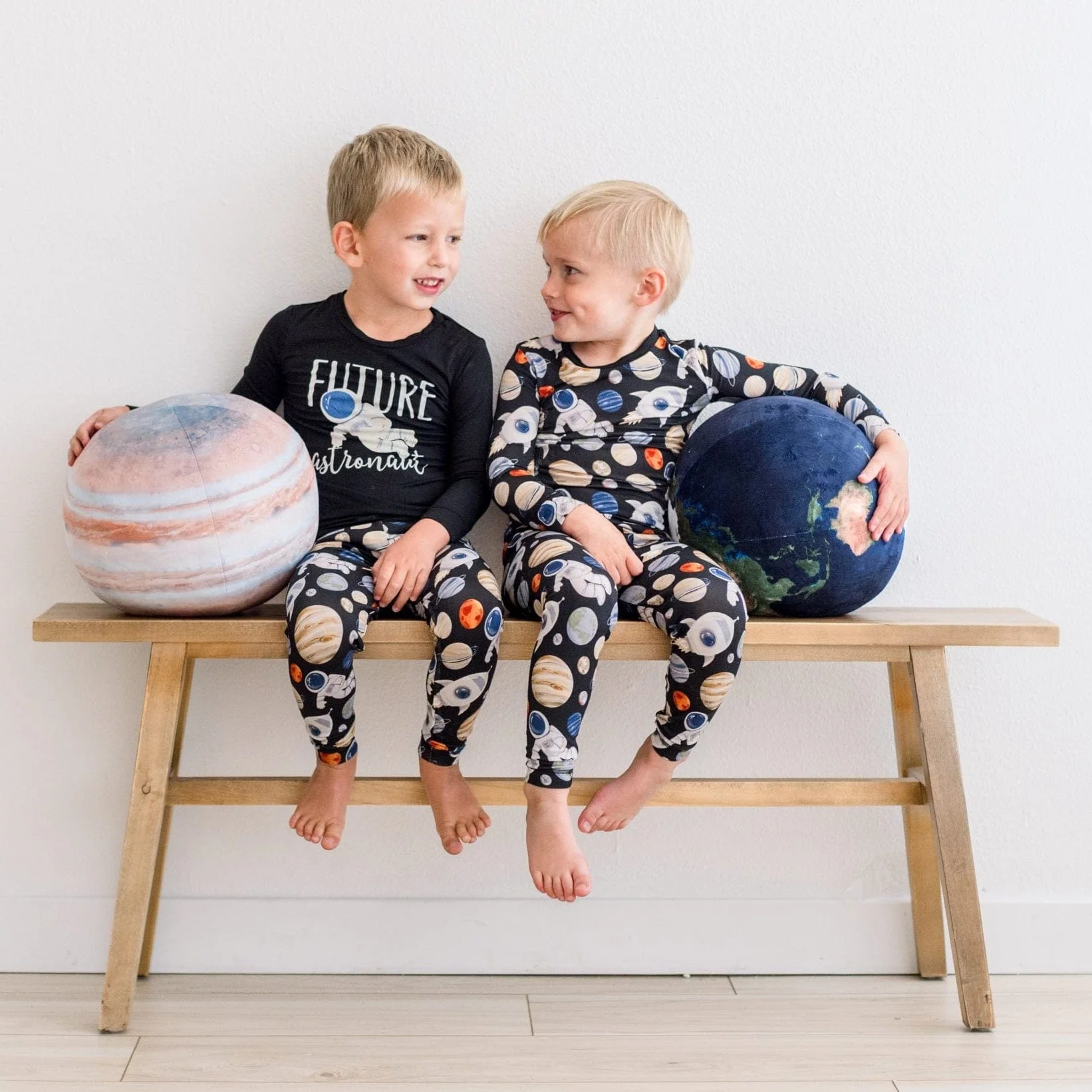 Bamboo Long Sleeve Graphic Tee Pajama Set - Midnight Space Dream - Image 2