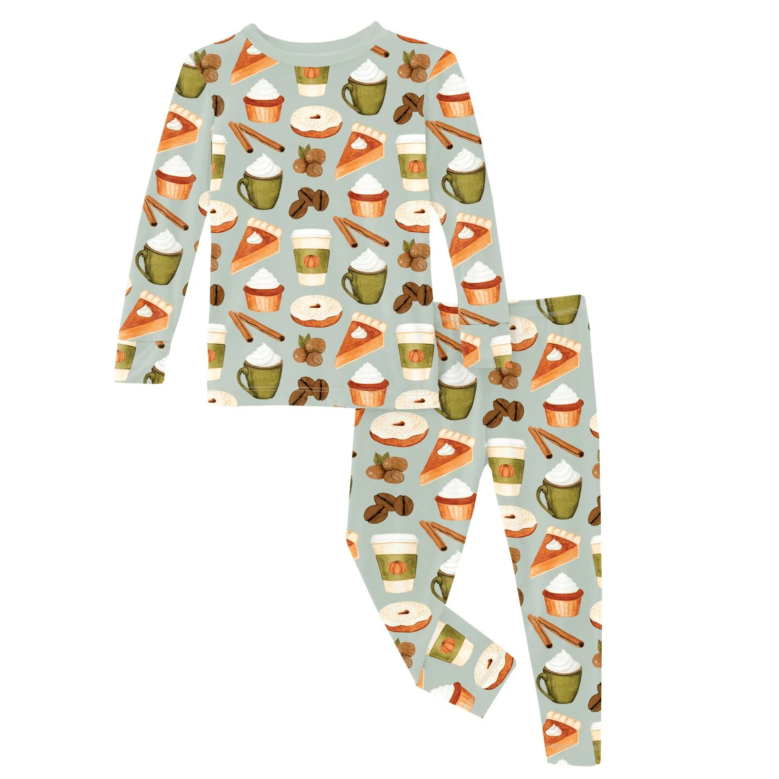 Bamboo Long Sleeve Pajama Set - Aloe Pumpkin Spice - Image 2
