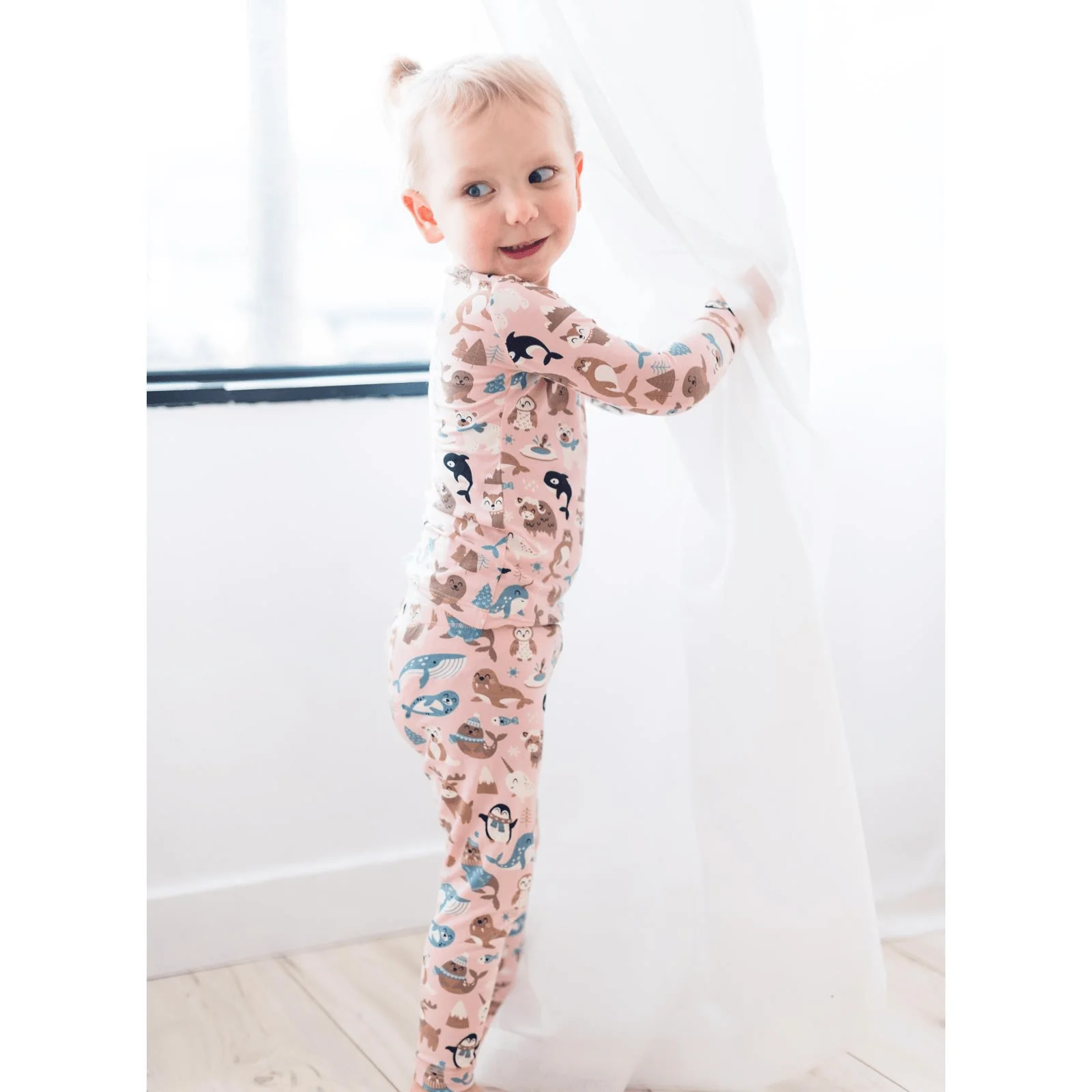 Bamboo Long Sleeve Pajama Set - Baby Rose Arctic Animals - Image 4
