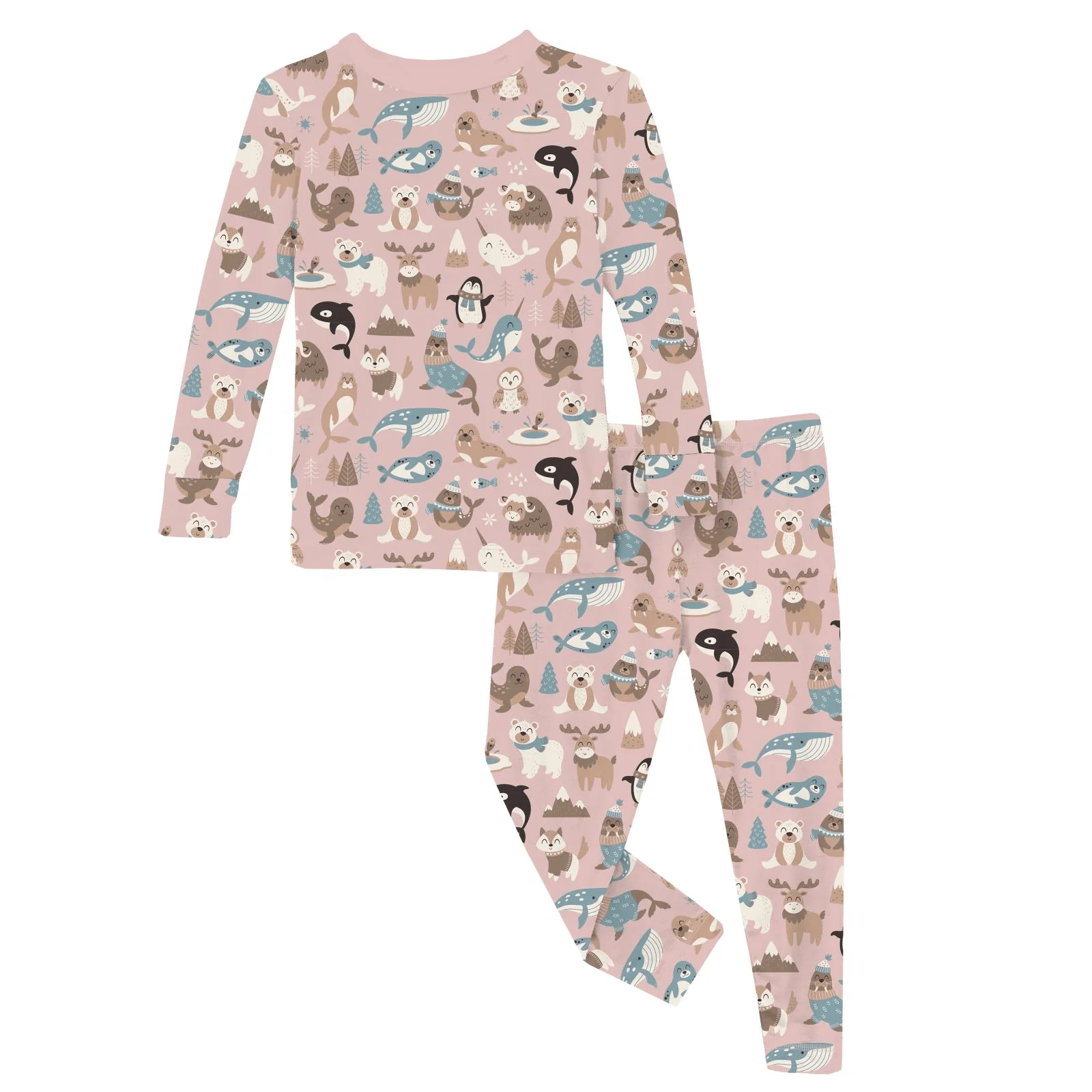 Bamboo Long Sleeve Pajama Set - Baby Rose Arctic Animals - Image 5