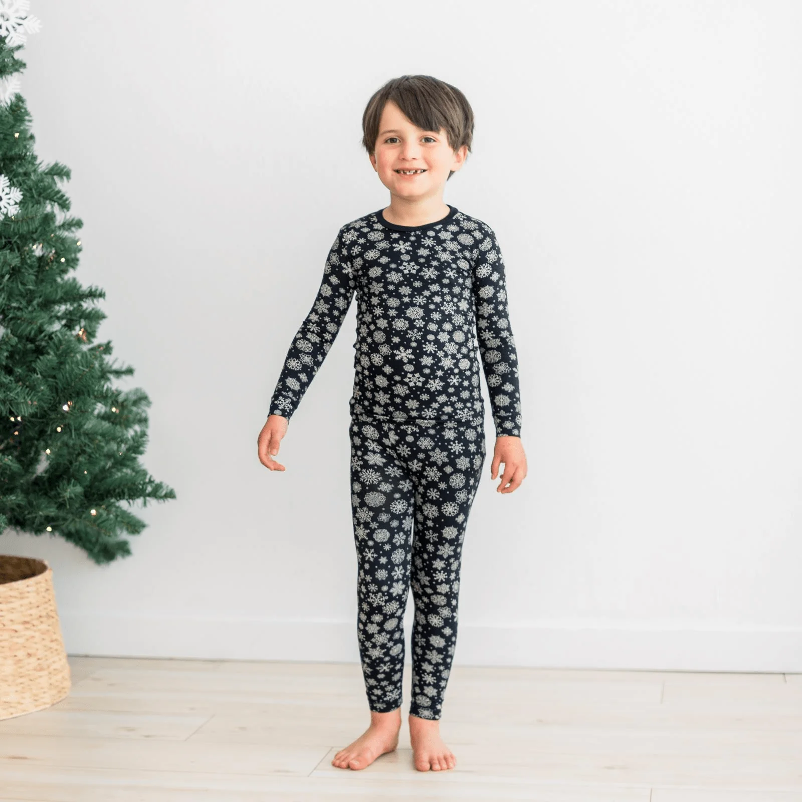 Bamboo Long Sleeve Pajama Set - Chalkboard Snowflakes - Image 3